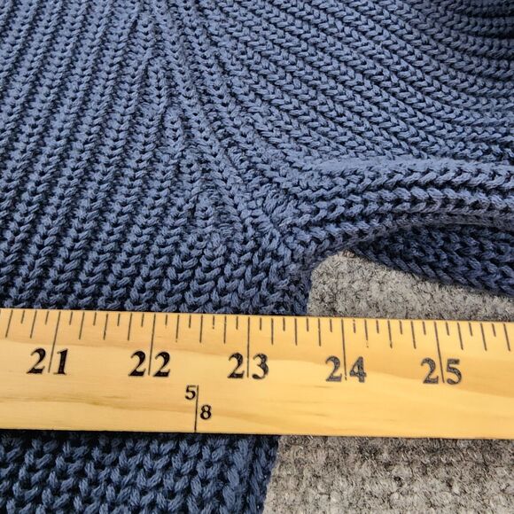 LL Bean Sweater Men Large Blue Full Zip Long Sleeve Ribbed Knit Mock Neck Casual - Picture 5 of 15